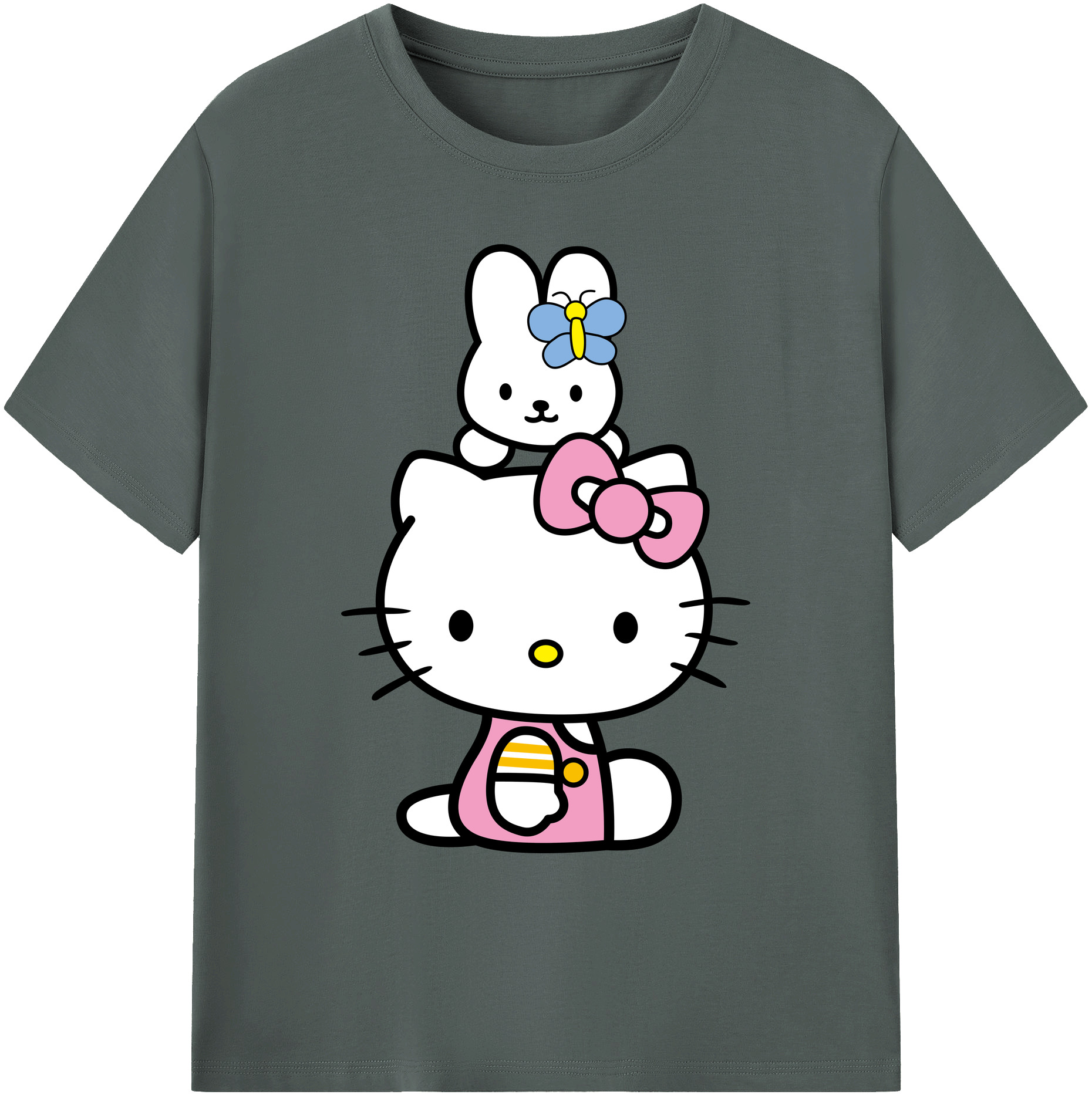 （画像用） Hello Kitty ハローキティ 綿100％ メンズ半袖Tシャツ｜肌触りやわらか＆通気性
